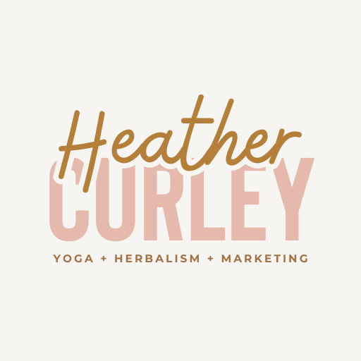 Heather Curley blogger of her three passions yoga, herbalism, and marketing. 